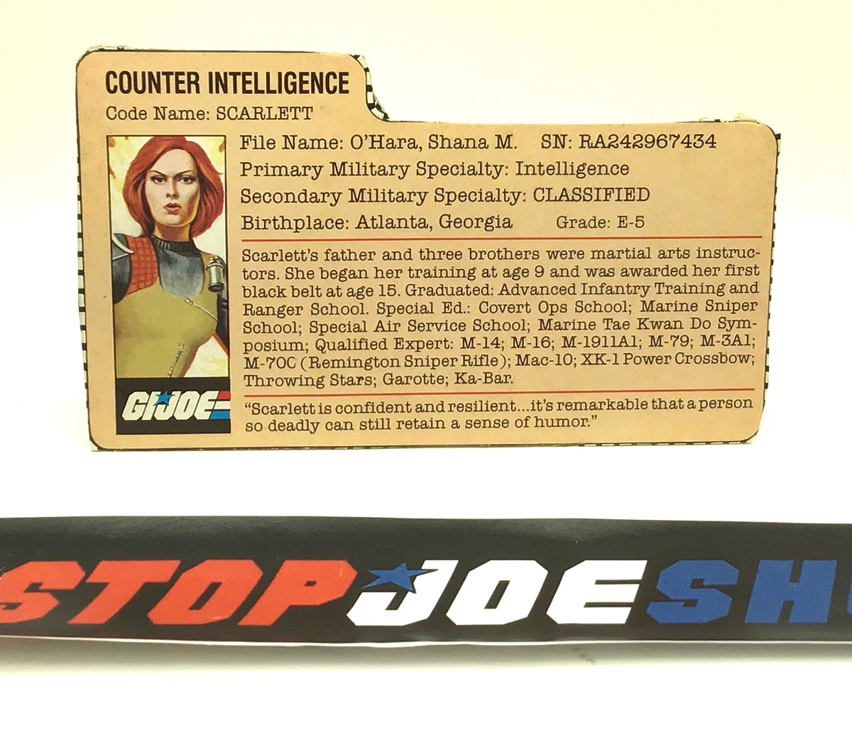1982 VINTAGE ARAH G.I. JOE SCARLETT V1 FILE CARD COMMANDER OFFER