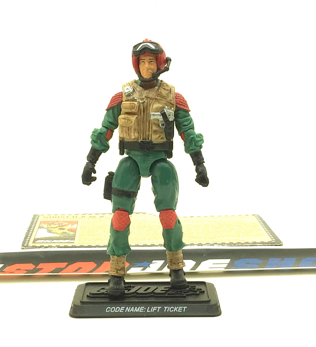 2009 25TH ANNIVERSARY G.I. JOE LIFT TICKET V2 BRAVO VEHICLE GHOST HAWK  PILOT LOOSE 100% COMPLETE + F/C