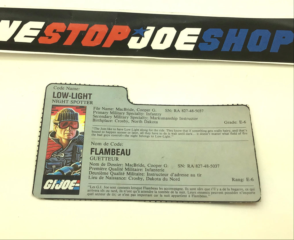 1986 VINTAGE ARAH LOW LIGHT V1 FRENCH CANADIAN FILE CARD