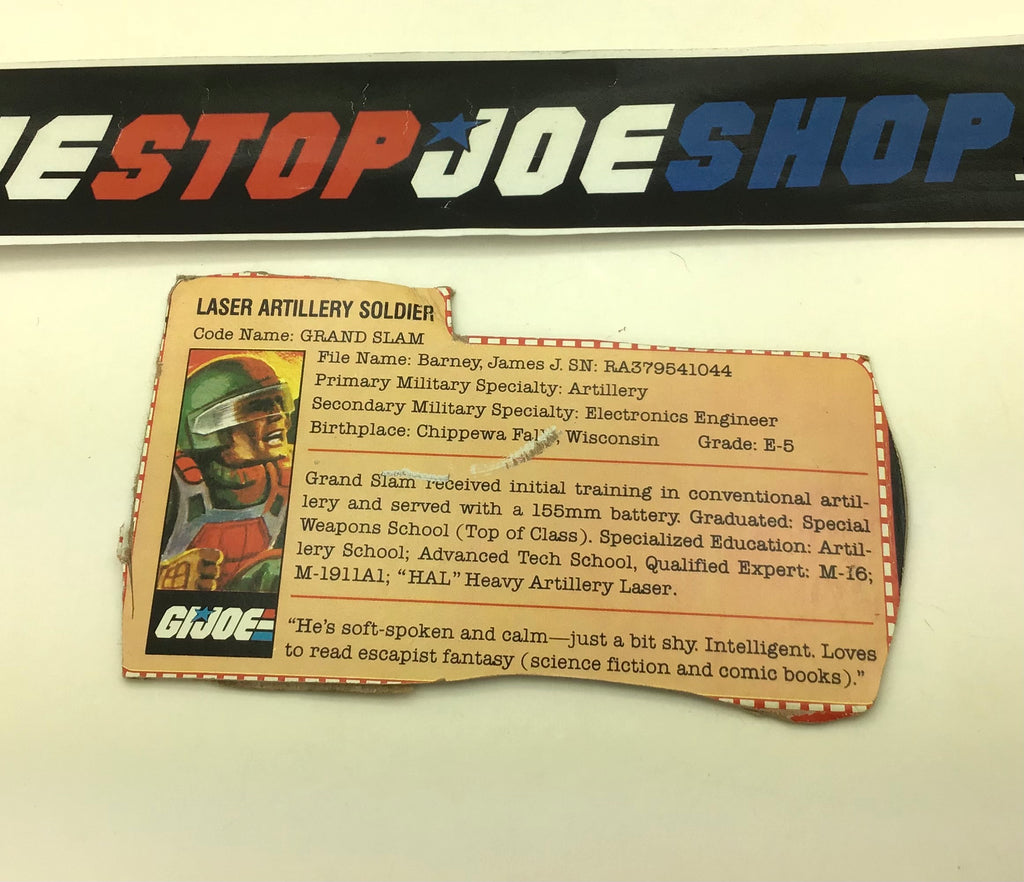 1982-83 VINTAGE ARAH G.I. JOE GRAND SLAM V1 FILE CARD (f)