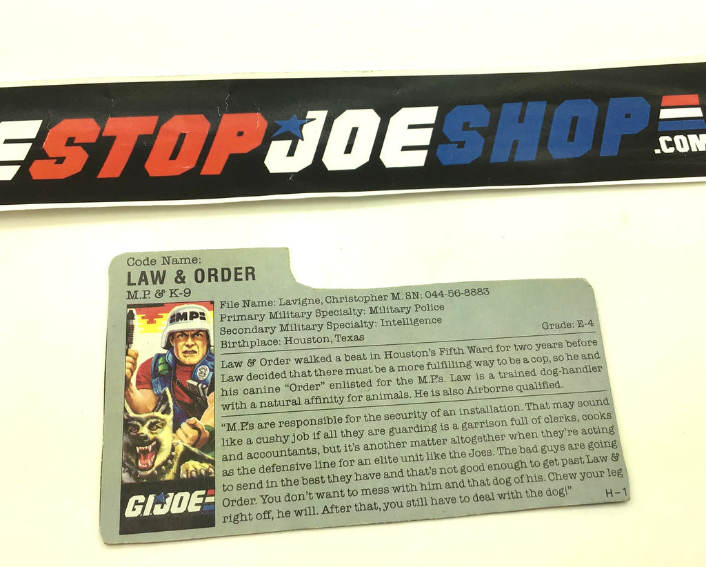 1987 VINTAGE ARAH LAW & ORDER V1 FILE CARD