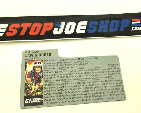 1987 VINTAGE ARAH LAW & ORDER V1 FILE CARD