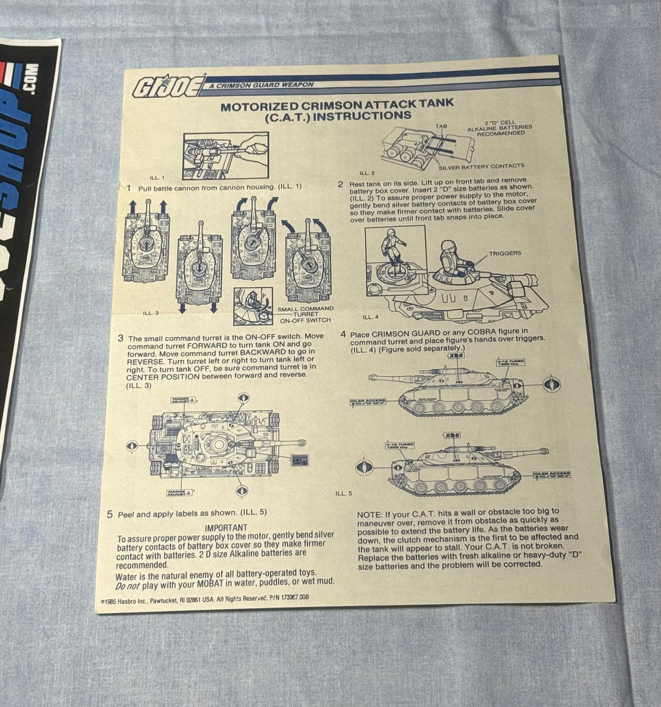 1985 VINTAGE ARAH COBRA CRIMSON C.A.T. CAT ATTACK TANK BLUEPRINTS