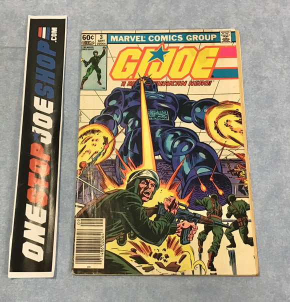 MARVEL COMICS G.I. JOE A REAL AMERICAN HERO ISSUE #3 COMIC BOOK SEPTEMBER 1982 1ST PRINT DIRECT EDITION