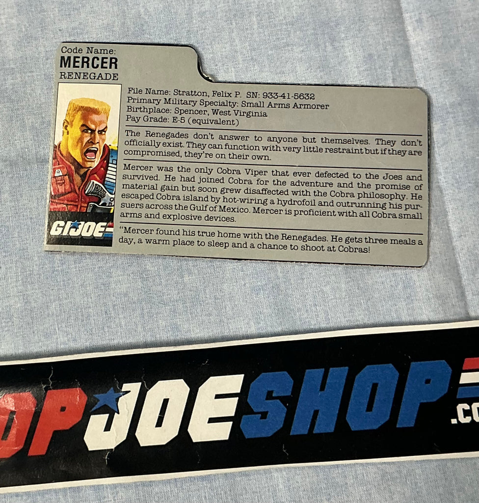 1987 VINTAGE ARAH MERCER V1 FILE CARD (h)
