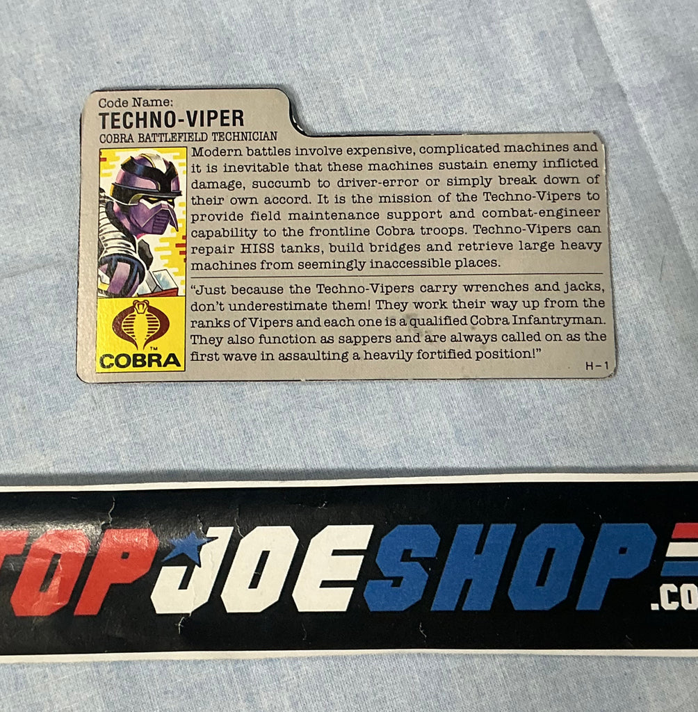 1987 VINTAGE ARAH TECHNO-VIPER V1 FILE CARD (e)