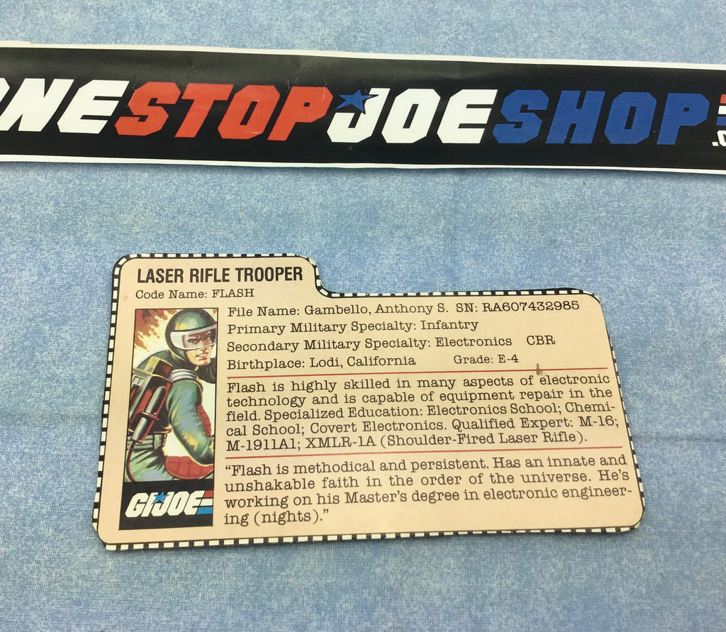 1982-83 VINTAGE ARAH G.I. JOE FLASH V1.5 FILE CARD (h)