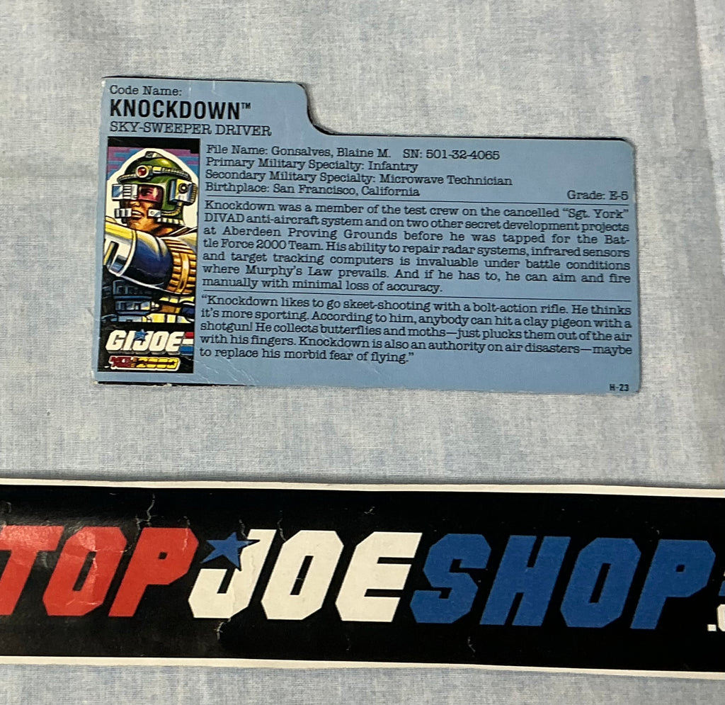 1987 VINTAGE ARAH KNOCKDOWN V1 BATTLE FORCE 2000 FILE CARD (d)