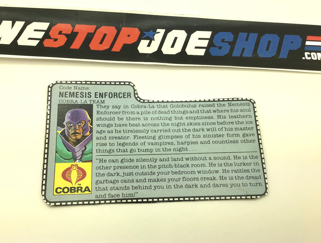1987 VINTAGE ARAH NEMESIS ENFORCER V1 FILE CARD (h)