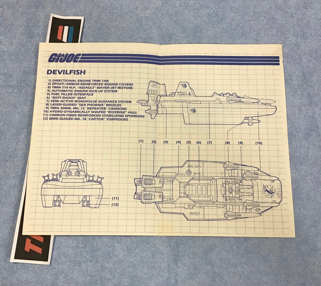 1986 VINTAGE ARAH DEVILFISH VEHICLE BLUEPRINTS