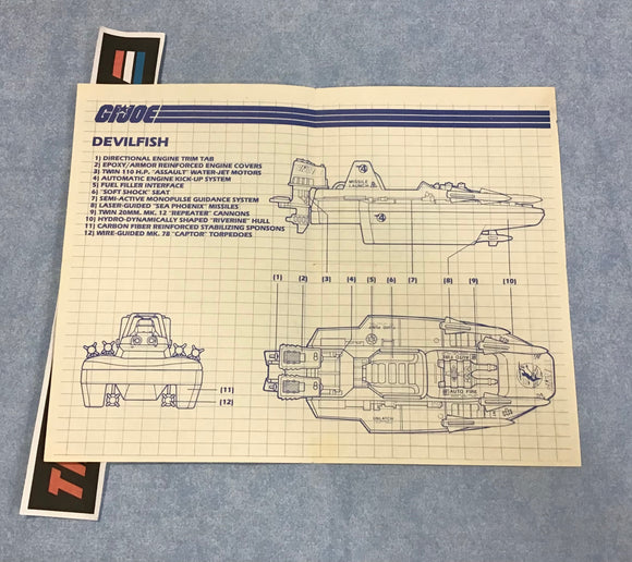 1986 VINTAGE ARAH DEVILFISH VEHICLE BLUEPRINTS