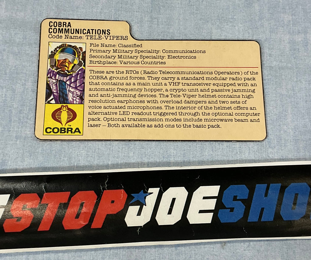 1985 VINTAGE ARAH TELE-VIPERS V1 FILE CARD PEACH