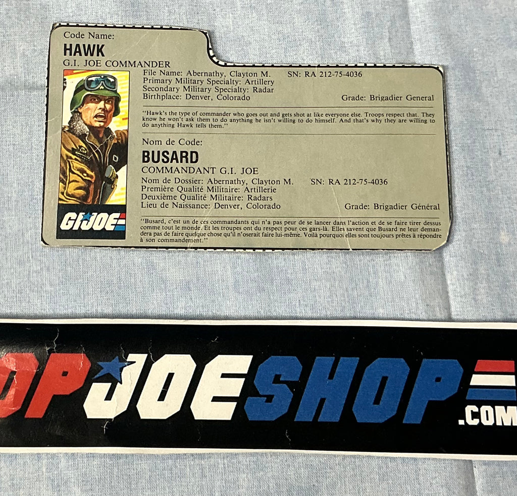 1986 VINTAGE ARAH HAWK V2 SLAUGHTER OFFER FRENCH CANADIAN FILE CARD (b)