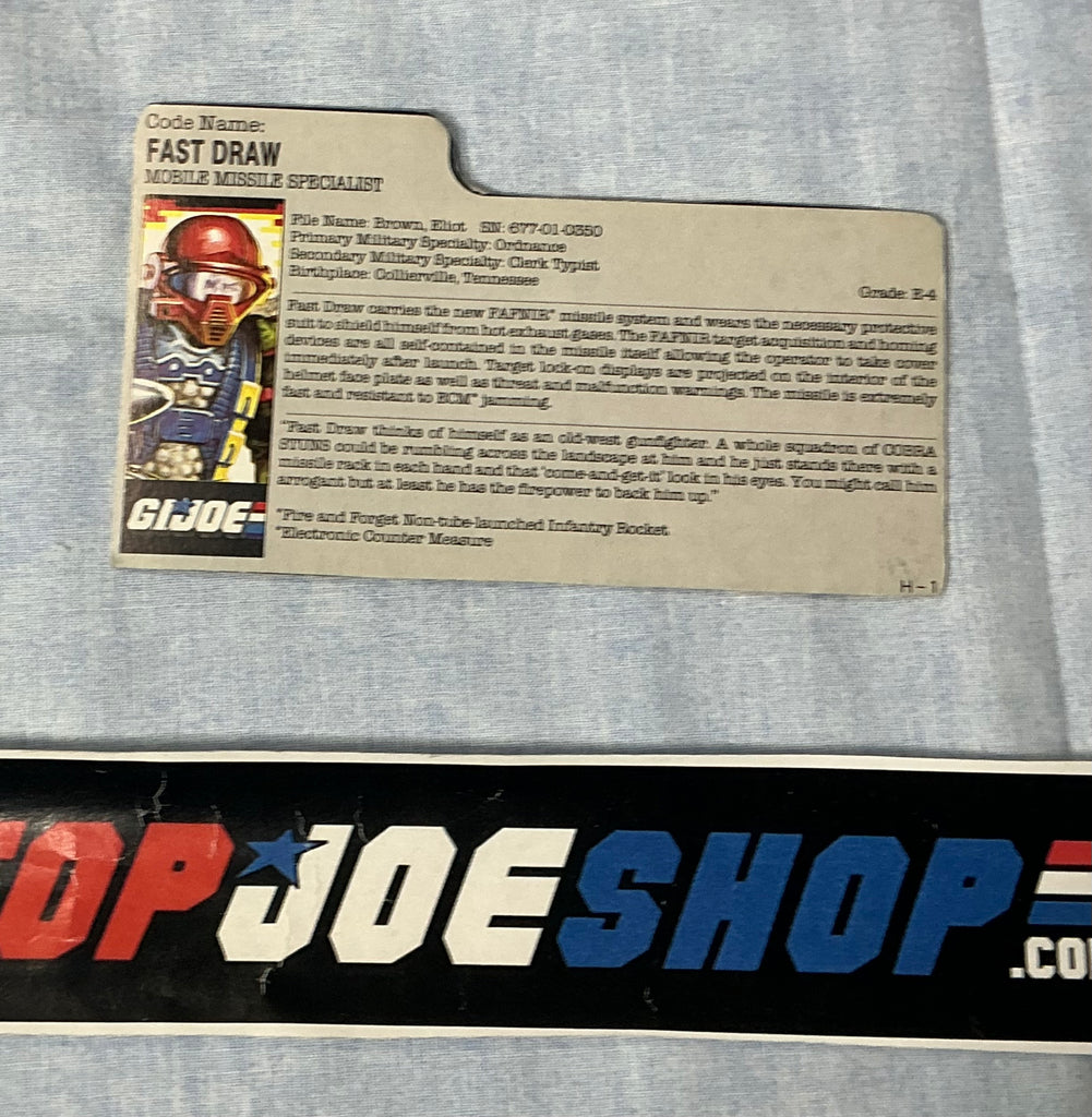 1987 VINTAGE ARAH FAST DRAW V1 FILE CARD (c)