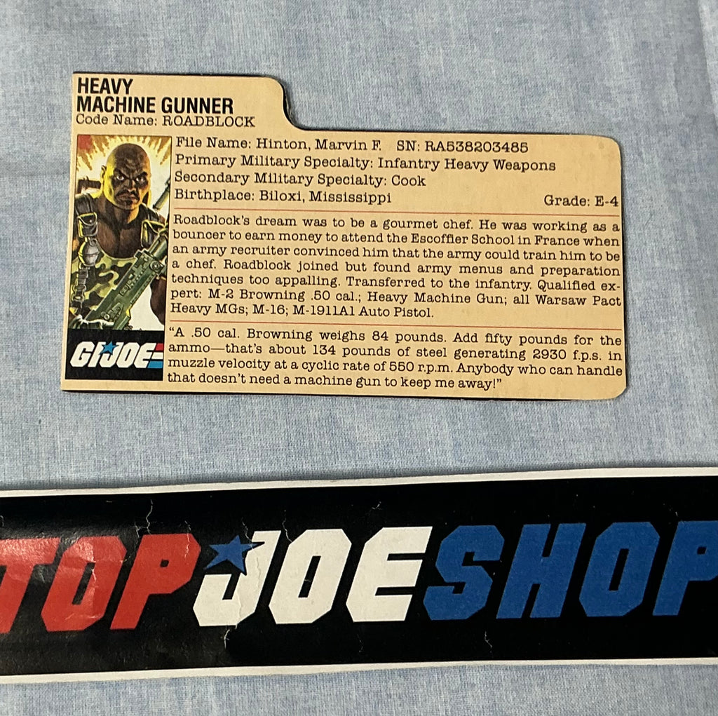 1984 VINTAGE ARAH ROADBLOCK V1 FILE CARD (k)