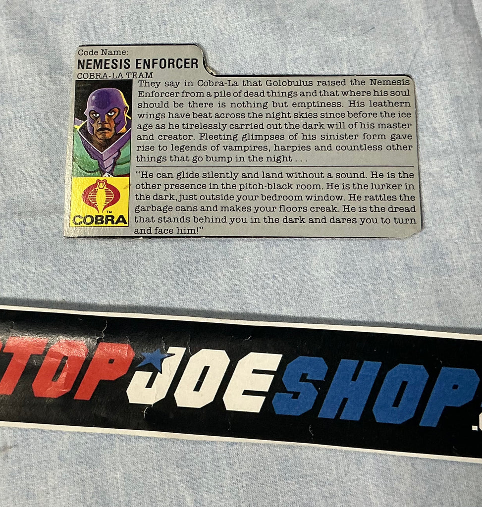 1987 VINTAGE ARAH NEMESIS ENFORCER V1 FILE CARD (i)