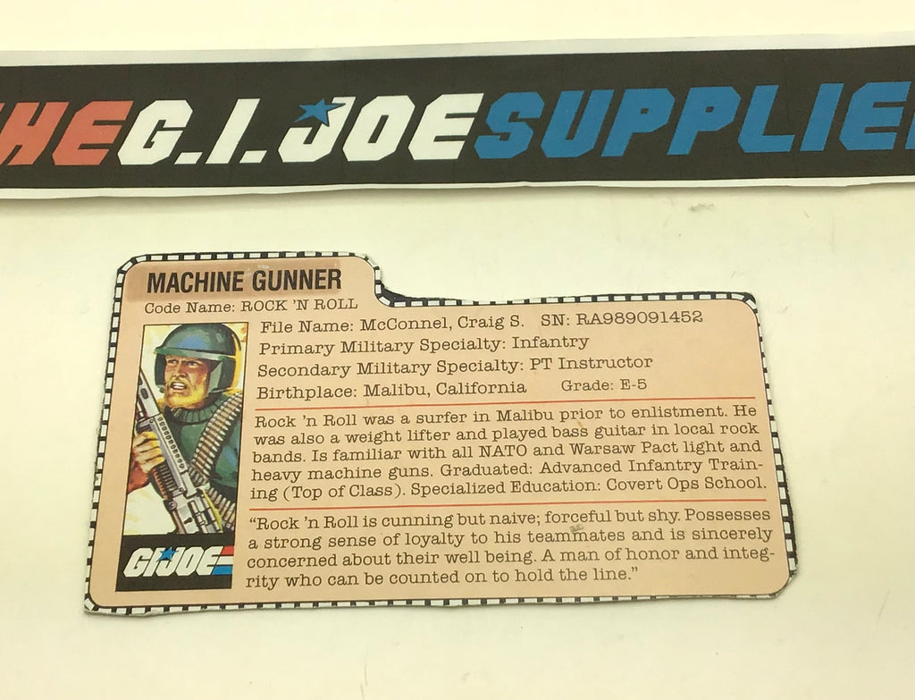 1982 VINTAGE ARAH G.I. JOE ROCK ‘N ROLL V1 FILE CARD (m)