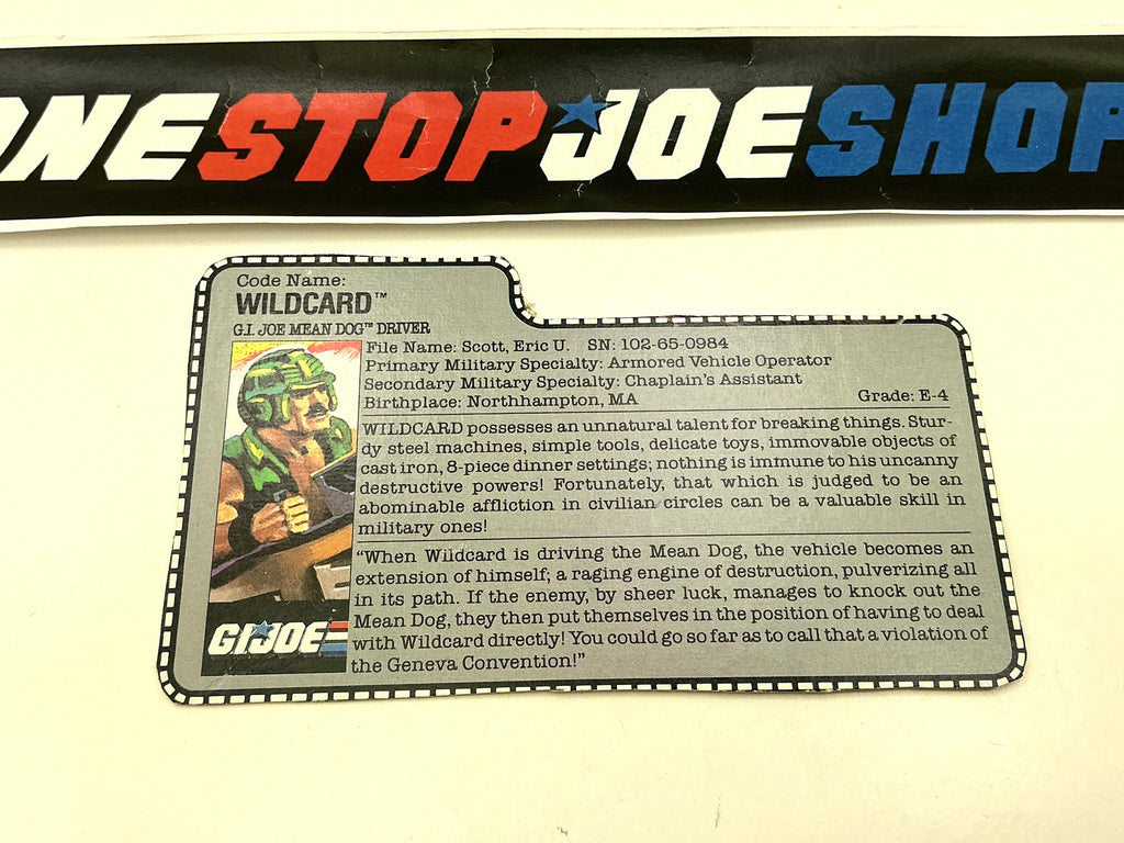 1988 VINTAGE ARAH WILDCARD V1 FILE CARD (c)