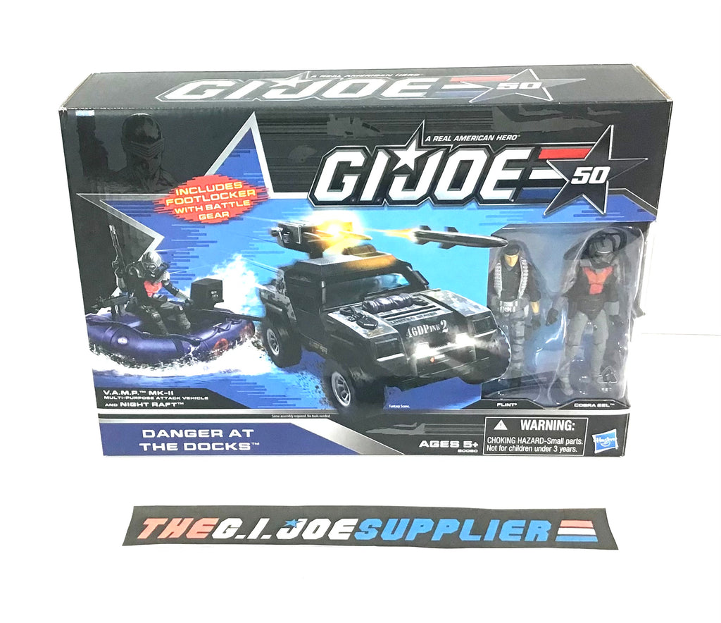 2014 50TH ANNIVERSARY G.I. JOE V.A.M.P. VAMP MK-II LANDING RAFT W/ FLINT & EEL TRU EXCLUSIVE DANGER AT THE DOCKS PACK NEW SEALED