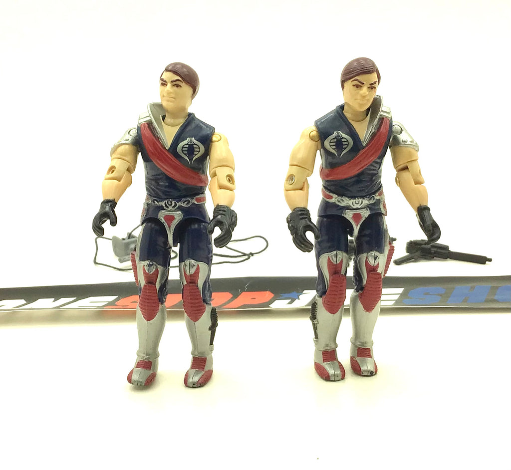 1985 VINTAGE ARAH G.I. JOE COBRA TWINS TOMAX & XAMOT V1 CRIMSON GUARD COMMANDERS RED SCAR LOOSE 100% COMPLETE (a)