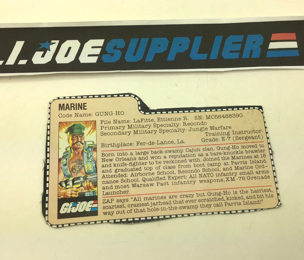 1983 VINTAGE ARAH G.I. JOE GUNG HO V1 FILE CARD (n)