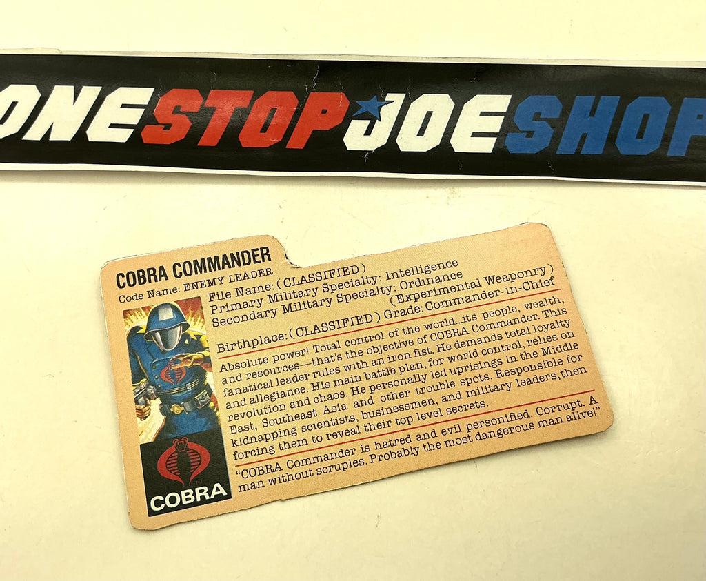 1982 VINTAGE ARAH COBRA COMMANDER V1 FILE CARD (c)