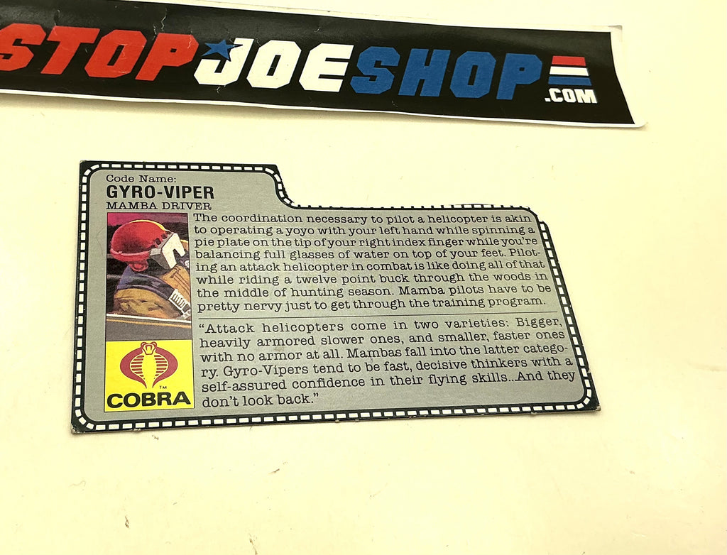 1987 VINTAGE ARAH GYRO-VIPER V1 FILE CARD (d)