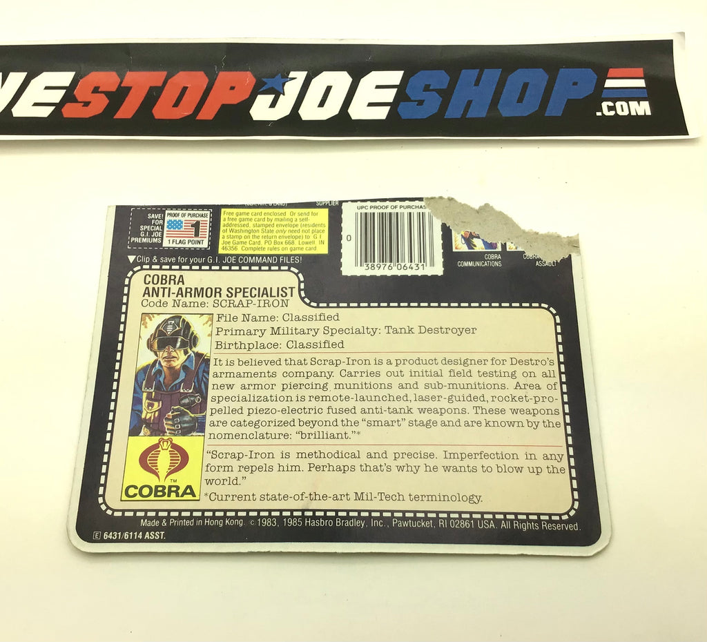 1984 VINTAGE ARAH SCRAP IRON V1 TRIPLE WIN FILE CARD (b)