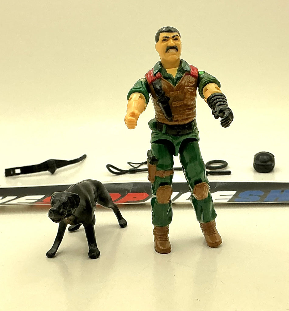 1984 VINTAGE ARAH G.I. JOE MUTT & JUNKYARD V1 K-9 OFFICER & ATTACK DOG LOOSE 100% COMPLETE (i)