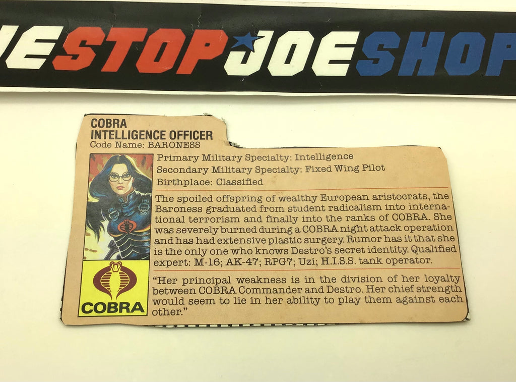 1984 VINTAGE ARAH BARONESS V1 FILE CARD PEACH (f)