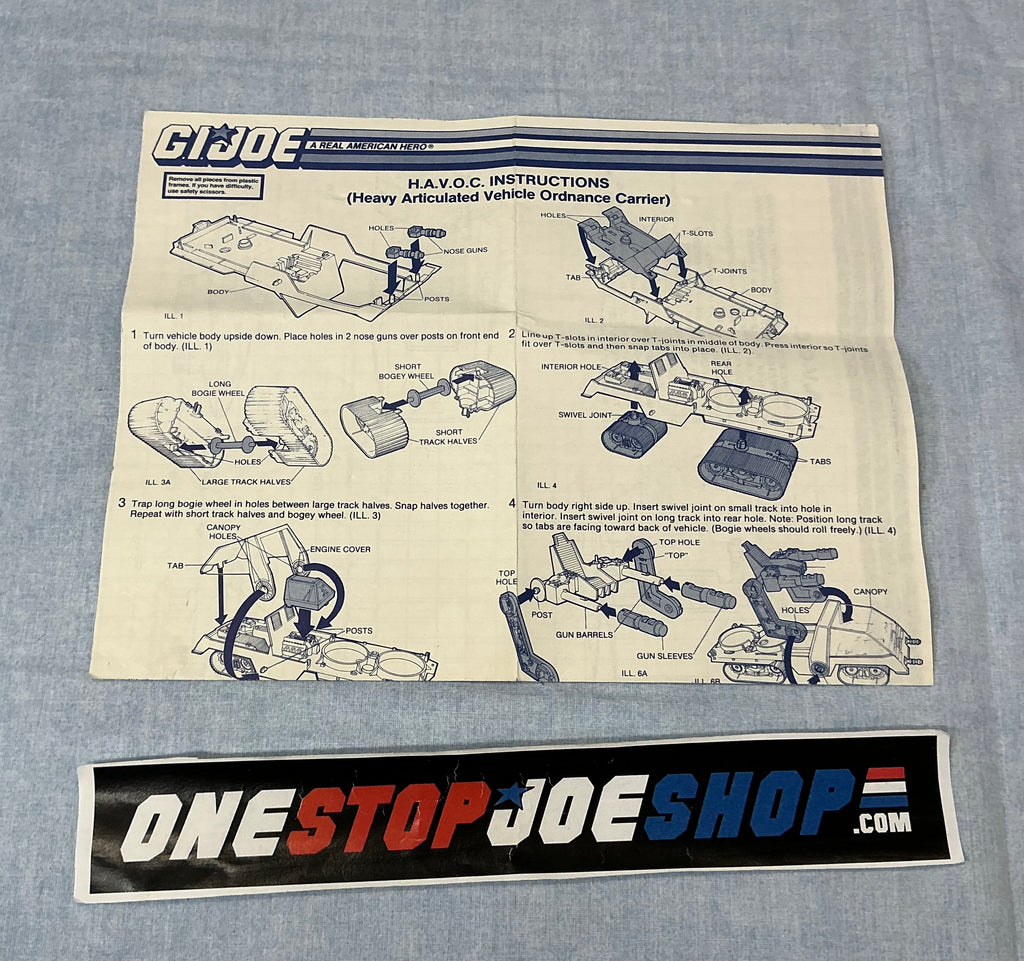 1986 VINTAGE ARAH H.A.V.O.C. HAVOC VEHICLE BLUEPRINTS