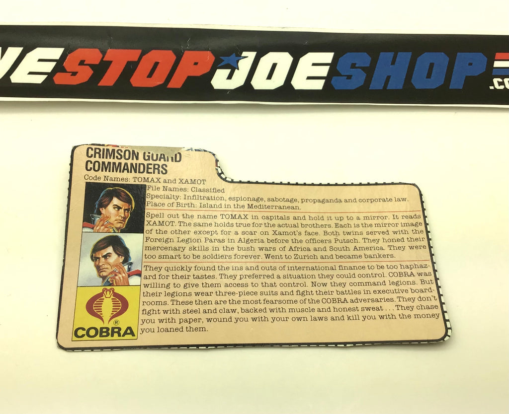 1985 VINTAGE ARAH TOMAX AND XAMOT V1 FILE CARD (m)