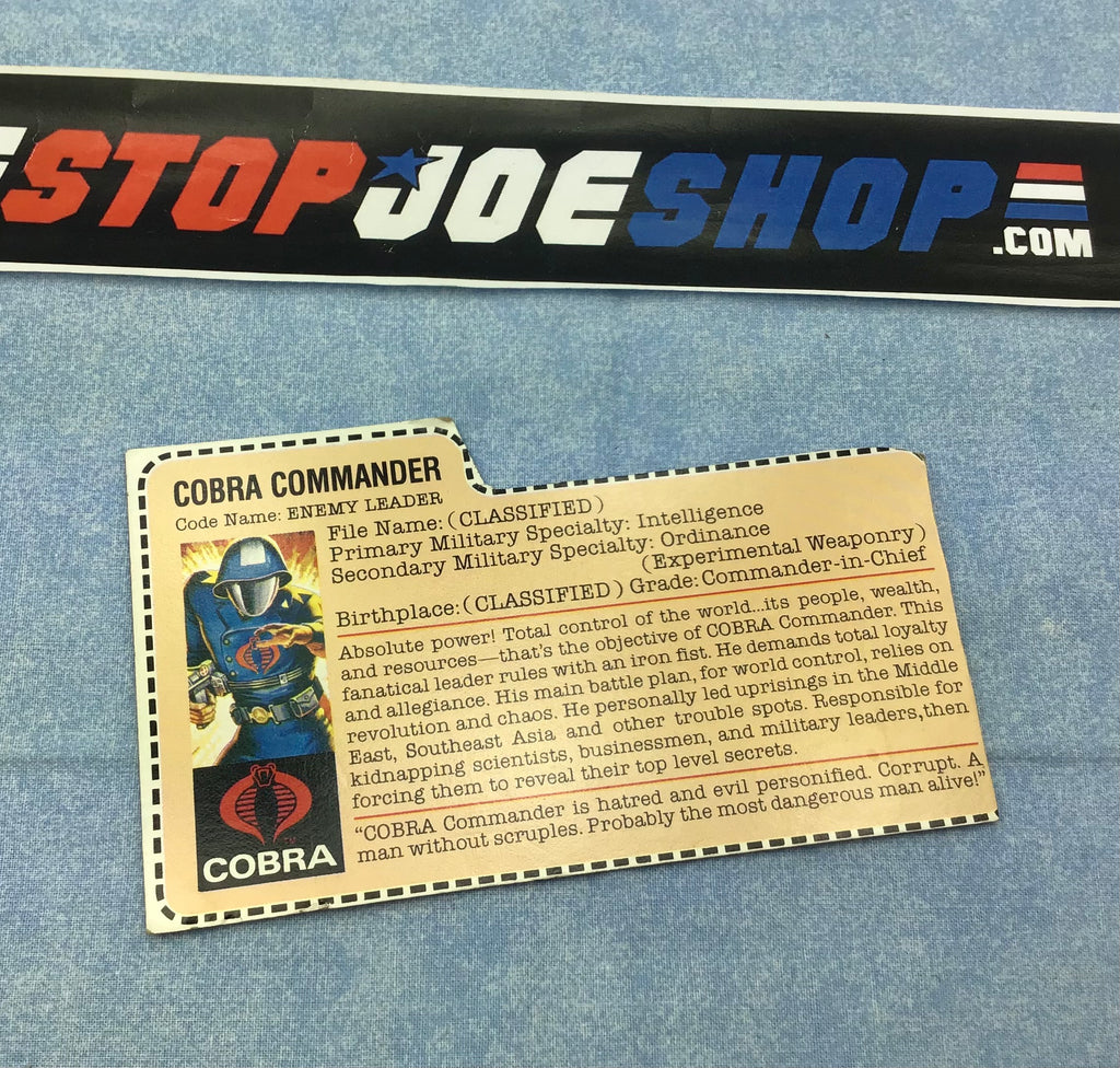 1982 VINTAGE ARAH COBRA COMMANDER V1 FILE CARD (b)