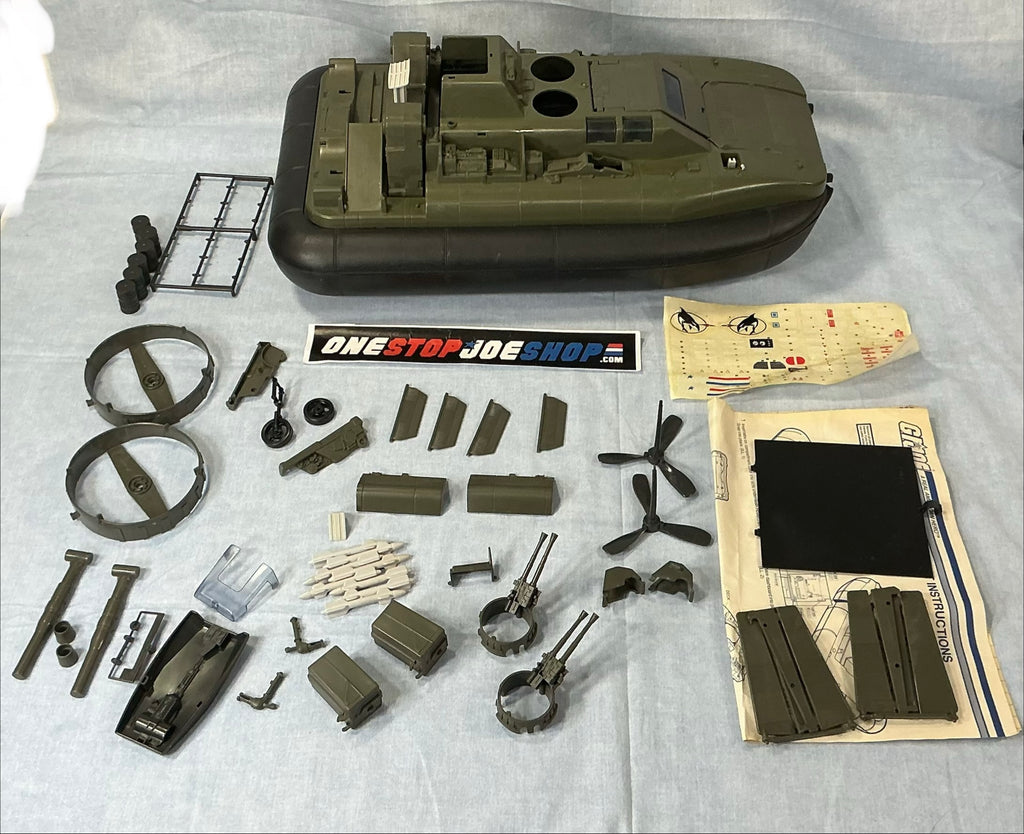 1984 VINTAGE ARAH G.I. JOE KILLER W.H.A.L.E. WHALE HOVERCRAFT VEHICLE ONLY LOOSE 100% COMPLETE UNUSED DECAL SHEET BLUEPRINTS