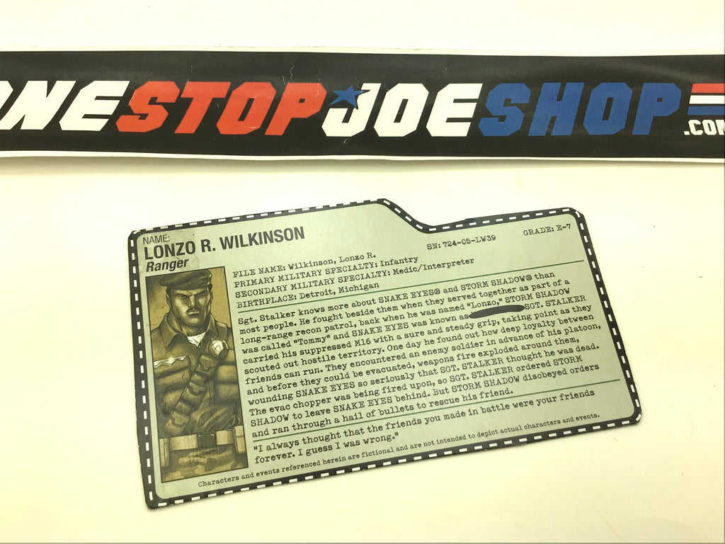 2006 DTC LONZO R. WILKINSON SGT. STALKER V1 FILE CARD