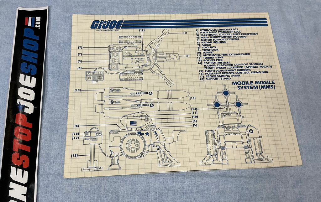 1982 VINTAGE ARAH M.M.S. MMS MOBILE MISSILE SYSTEM VEHICLE PLAY SET BLUEPRINTS (b)