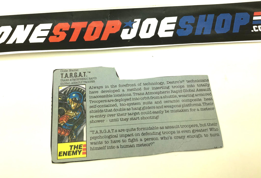 1989 VINTAGE ARAH T.A.R.G.A.T. TARGAT V1 FILE CARD (c)