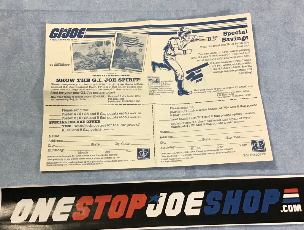 1983 ARAH G.I. JOE HEAD WRIST BAND DUKE MANTA SHOW SPIRIT MAIL ORDER BROCHURE BOOKLET PAMPHLET INSERT