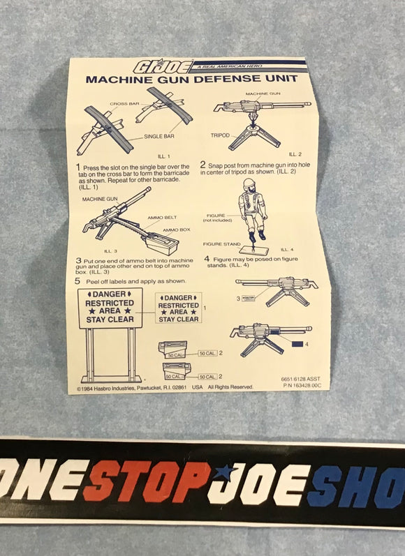 1984 VINTAGE ARAH MACHINE GUN DEFENSE UNIT BATTLEFIELD ACCESORIES BLUEPRINTS