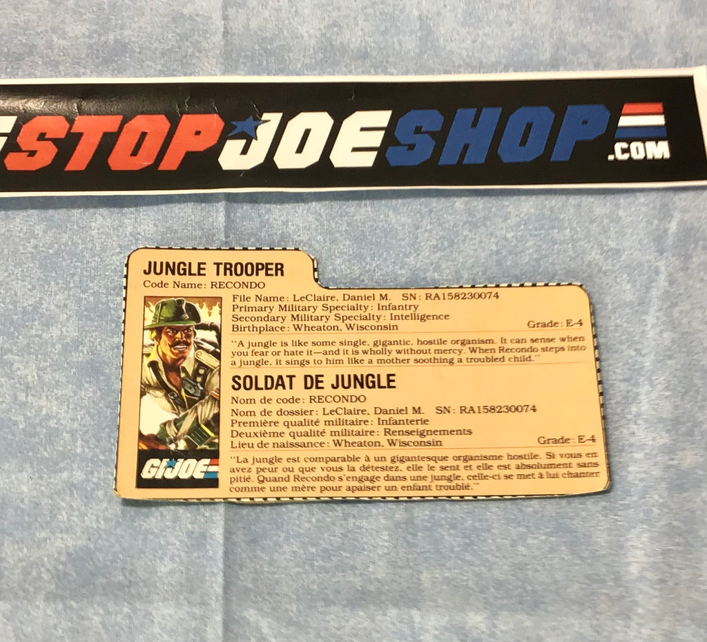 1984 VINTAGE ARAH RECONDO V1 FRENCH CANADIAN FILE CARD