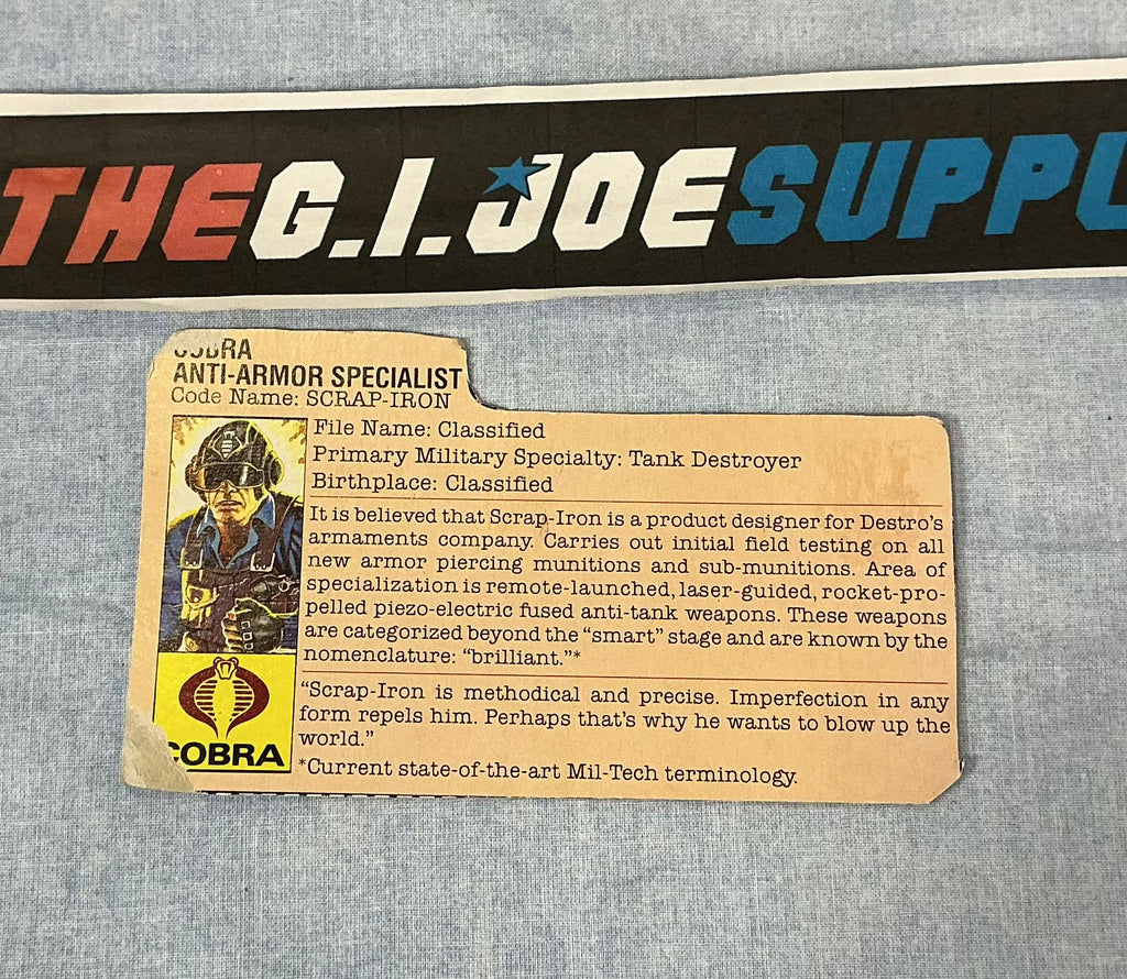 1984 VINTAGE ARAH SCRAP IRON V1 FILE CARD (n)