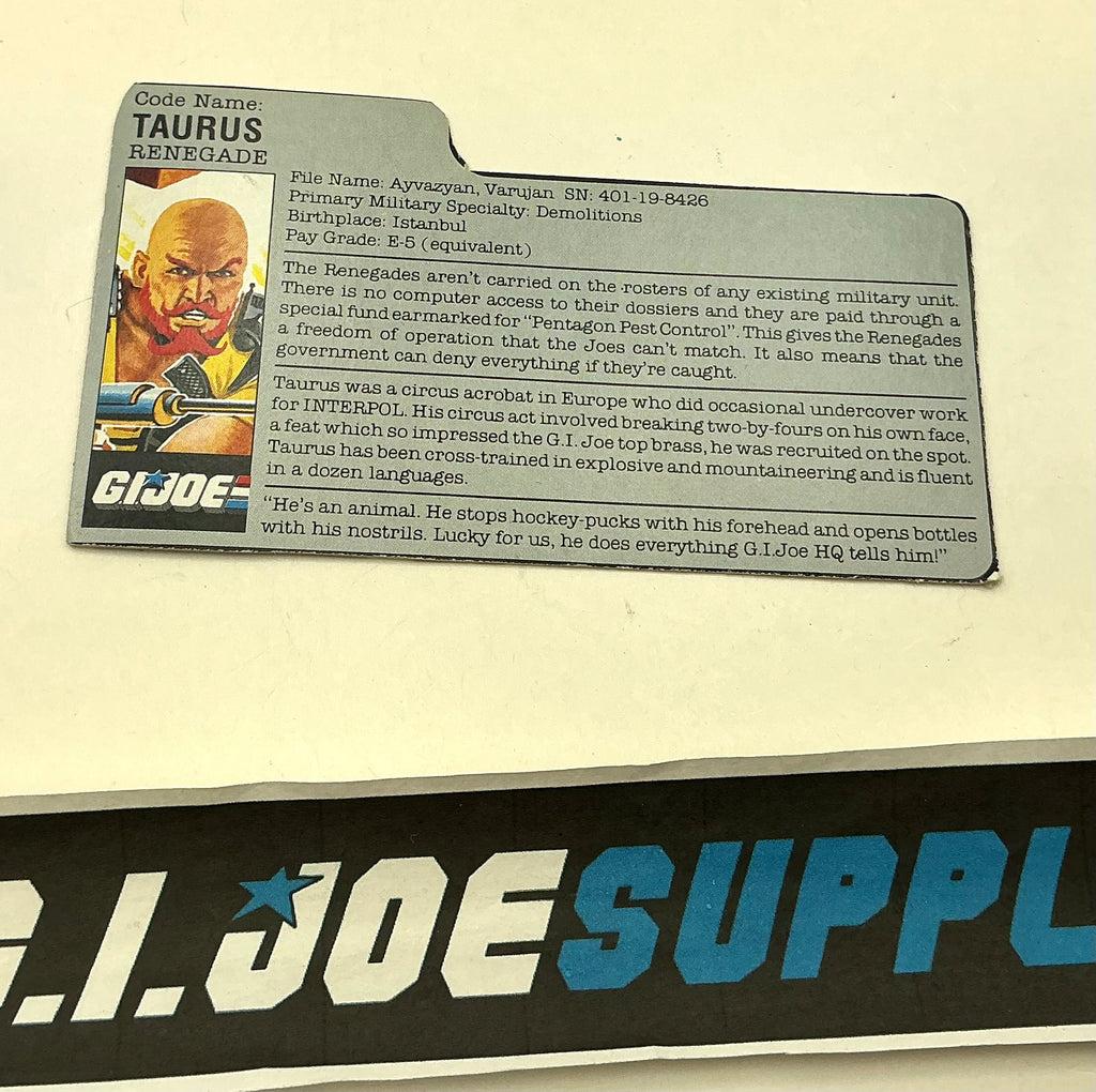 1987 VINTAGE ARAH TAURUS V1 FILE CARD (g)