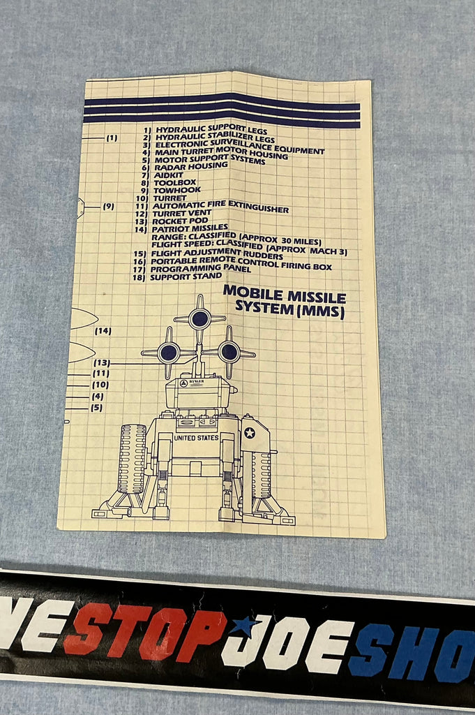 1982 VINTAGE ARAH M.M.S. MMS MOBILE MISSILE SYSTEM VEHICLE PLAY SET BLUEPRINTS (d)