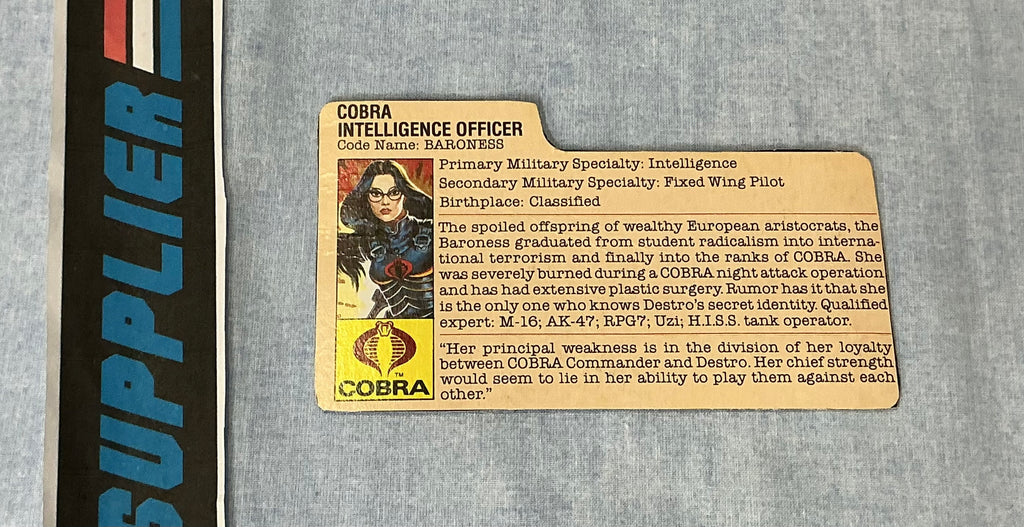 1984 VINTAGE ARAH BARONESS V1 FILE CARD PEACH (g)