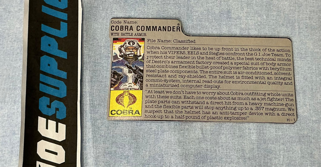 1987 VINTAGE ARAH COBRA COMMANDER V3 FRIDGE OFFER FILE CARD (e)