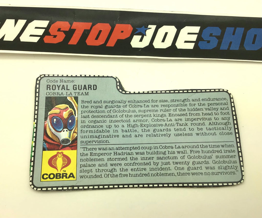 1987 VINTAGE ARAH ROYAL GUARD V1 FILE CARD (f)