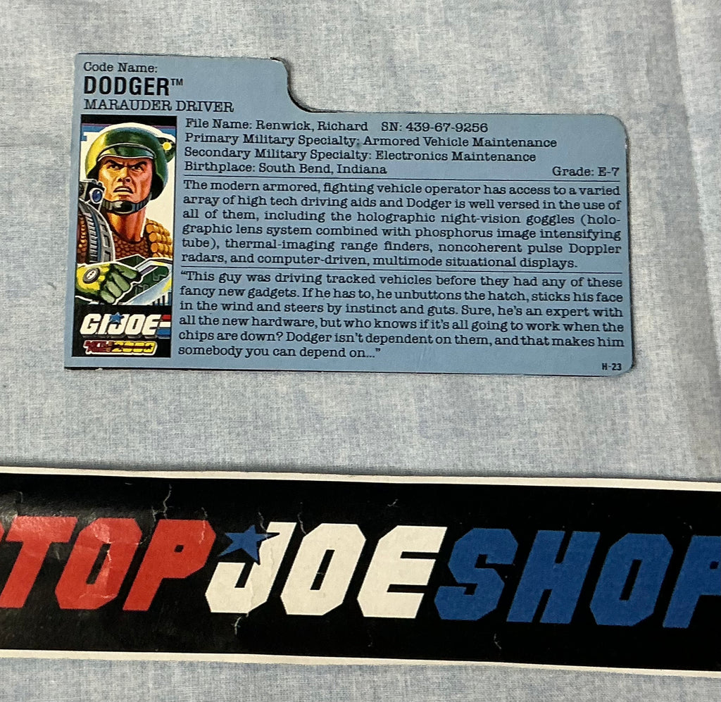 1987 VINTAGE ARAH BATTLE FORCE 2000 DODGER V1 FILE CARD (d)