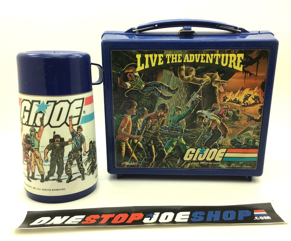 1986 VINTAGE ARAH G.I. JOE LIVE THE ADVENTURE ALADDIN LUNCHBOX W/ THERMOS COMPLETE