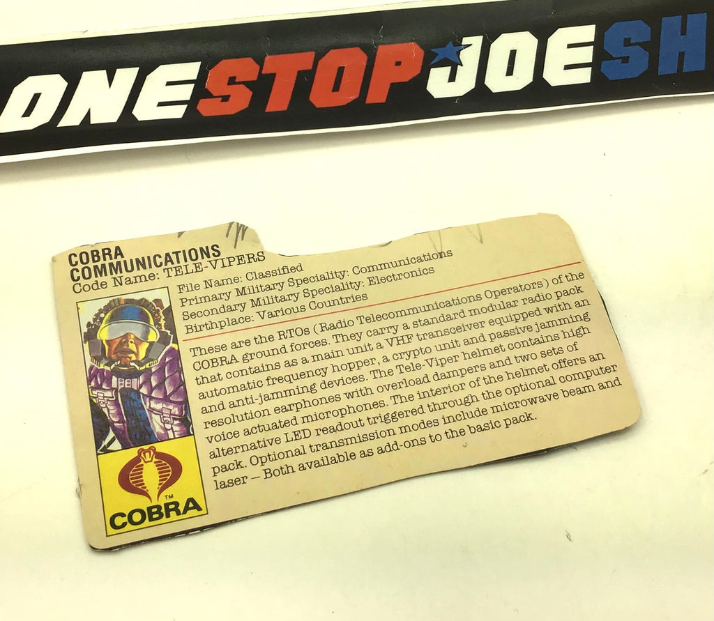 1985 VINTAGE ARAH TELE-VIPERS V1 TRIPLE WIN FILE CARD PEACH (l)