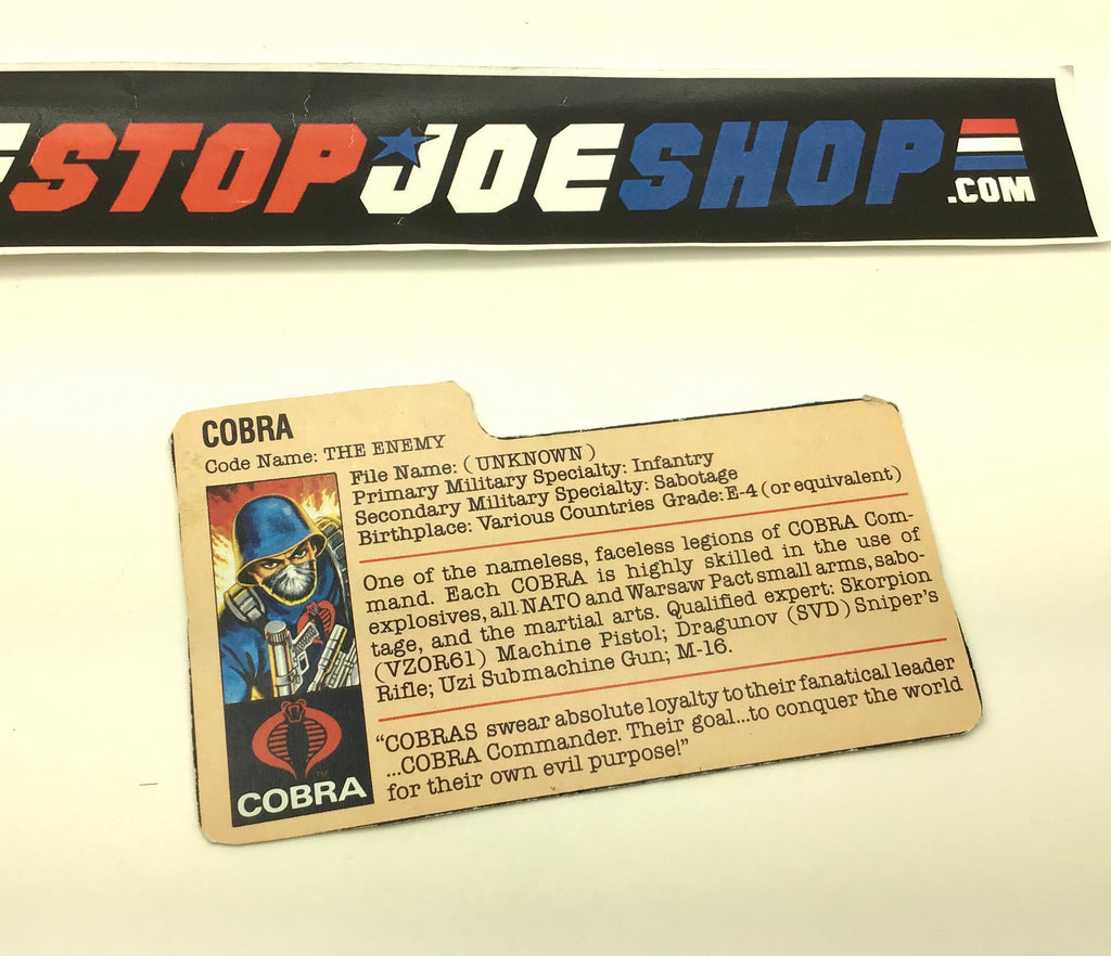 1982-83 VINTAGE ARAH COBRA TROOPER THE ENEMY V1.5 FILE CARD (i)